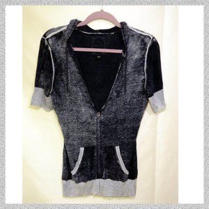 Guess Short Sleeved "Distressed" Zip-front Hoodie